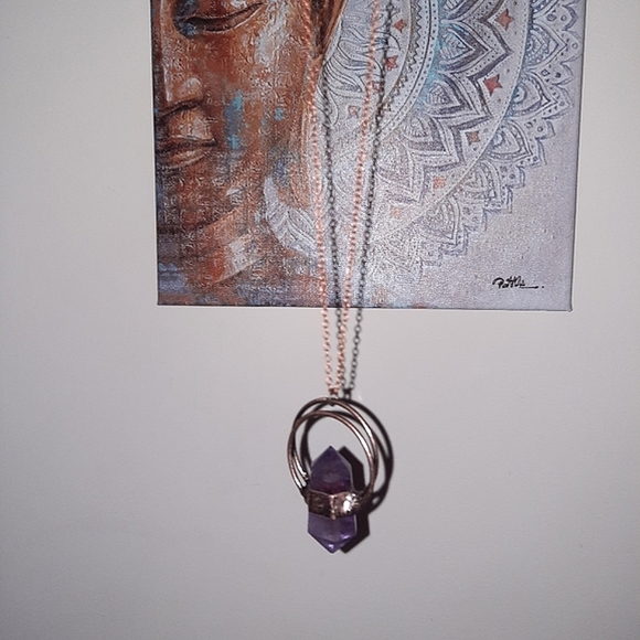 Amethyst Necklace Crystal Jewelry Large Amethyst necklace - Picture 2 of 5